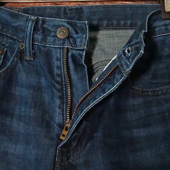 Levis Jeans Mens 31X31 513 Slim Straight Dark Blue Denim Low Stretch - Picture 6 of 7